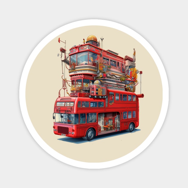 Psychedelic London Bus Magnet by DavidLoblaw